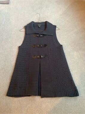 Style & Co. Navy Knit Sleeveless Toggle Vest